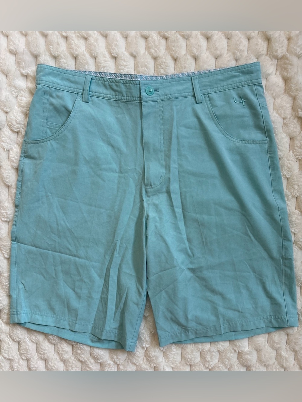 Short Par 4 Golf Shorts Men’s Size 34 Blue Flat Front Active Performance Stretch